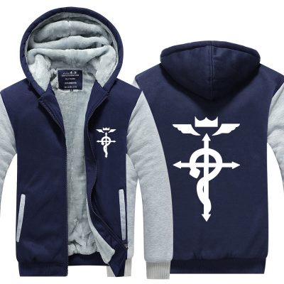 Anime Fullmetal Alchemist Hoodie Jacket Coat Winter Fleece Thick Warm Sweatshirts Long Sleeve Plus Size 2 - Fullmetal Alchemist Shop