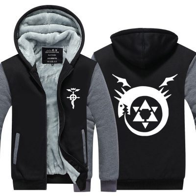 Anime Fullmetal Alchemist Hoodie Jacket Coat Winter Fleece Thick Warm Sweatshirts Long Sleeve Plus Size 3 - Fullmetal Alchemist Shop