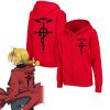Japanese Anime Fullmetal Alchemist Edward Elric Cosplay Oversized Coat Zipper Hoodie Loog Sleeve Gift Men Women - Fullmetal Alchemist Shop